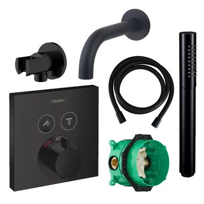 Badkraanset Hansgrohe Select Vierkant met Handdouche Zwart
