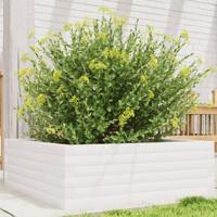 Plantenbak 70x70x23 cm massief grenenhout wit - thumbnail