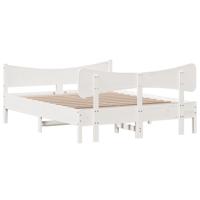Bedframe zonder matras massief grenenhout wit 140x190 cm - thumbnail