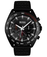 Boss heren chronograaf intens zwart lederen bandhorloge 44 mm - thumbnail