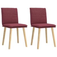 Eetkamerstoelen 2 st stof wijnrood - thumbnail