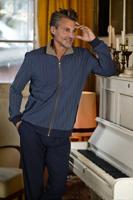 Blauw heren huispak strepen - thumbnail