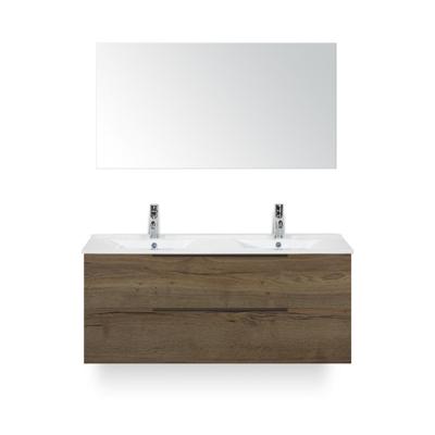 Seville Badmeubelset 120 cm - 2 laden Tabacco Edge - Wastafel Enjoy Dubbel - met Spiegel