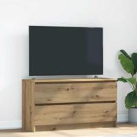 Tv-meubel 100x35x54 cm bewerkt hout artisanaal eikenkleurig - thumbnail