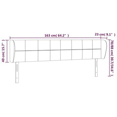 Hoofdbord met randen 163x23x78/88 cm fluweel lichtgrijs