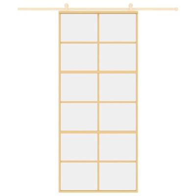Schuifdeur 90x205 cm helder ESG-glas en aluminium goudkleurig