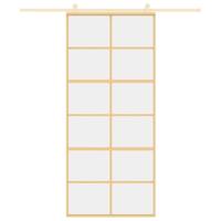 Schuifdeur 90x205 cm helder ESG-glas en aluminium goudkleurig - thumbnail