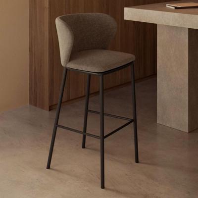 Kave Home Barkruk 'Ciselia' Chenille, kleur Lichtbruin (zithoogte 75cm)