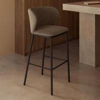 Kave Home Barkruk 'Ciselia' Chenille, kleur Lichtbruin (zithoogte 75cm) - thumbnail