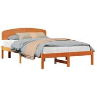 Bedframe met hoofdeinde Bruin 140 x 190 cm Massief grenenhout - thumbnail