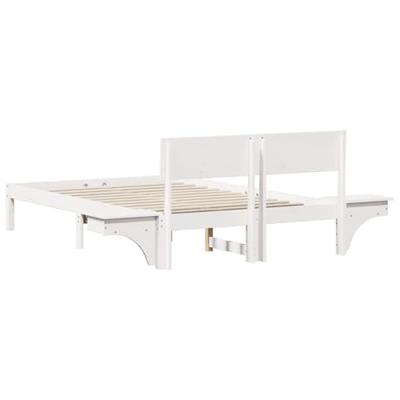 Bedframe met nachttafels Wit 120 x 190 cm Massief grenenhout Bedframe met nachttafels Wit 120 x 190 cm Massief grenenhout