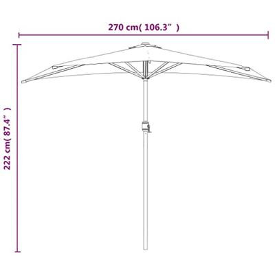 VidaXL Balkonparasol half met aluminium paal 270x144x222 cm terracotta