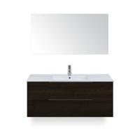 Seville Badmeubelset 120 cm - 2 laden Black Oak Edge - Wastafel Enjoy Enkel - met Spiegel - thumbnail