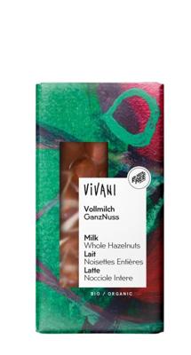 Vivani Chocoladereep Melk met Hele Hazelnoten