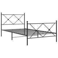 Bedframe met hoofd- en voeteneinde metaal zwart 100x190 cm - thumbnail
