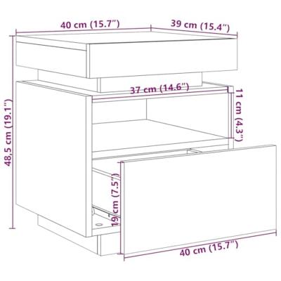 Nachtkastje met LED-verlichting 40x39x48,5 cm oud houtkleurig Nachtkastje met LED-verlichting 40x39x48,5 cm oud houtkleurig
