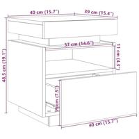 Nachtkastje met LED-verlichting 40x39x48,5 cm oud houtkleurig - thumbnail