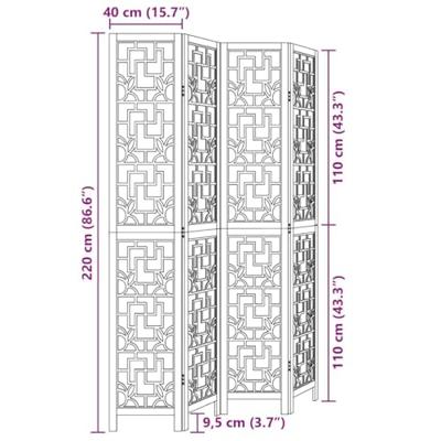 Kamerscherm met 4 panelen massief paulowniahout bruin