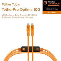 Tether Tools TetherPro Optima 10G USB-C, 15&apos; (4.6m), straight orange - thumbnail