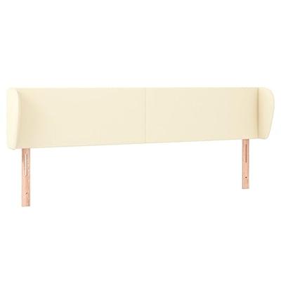 Hoofdbord met randen 163x23x78/88 cm kunstleer crèmekleurig