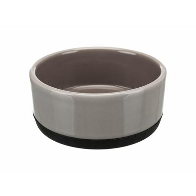 TRIXIE VOERBAK KERAMIEK / RUBBERRAND GRIJS 12X12 CM 400 ML 4 ST