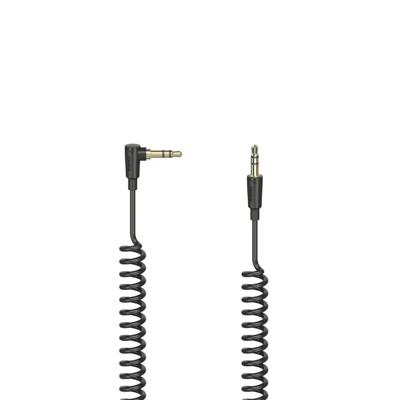 Hama Audiokabel Flexi-Slim spiraal, 3,5-mm-jack-st. 90 - stekker, stereo, 1,5 m Luidspreker kabel Zwart