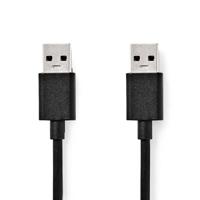 Nedis USB-Kabel | USB 3.2 Gen 1 | USB-A Male | USB-A Male | 5 Gbps | Vernikkeld | 2.00 m | Rond | PVC | Zwart | Doos - CCGB61000BK20 - thumbnail