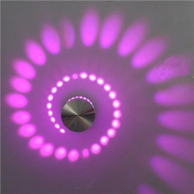 3W moderne interieur creatieve spiraal ronde wand lamp voor Club KTV gang gangpad achtergrond wanddecoratie lamp muur gemonteerd (paars licht)