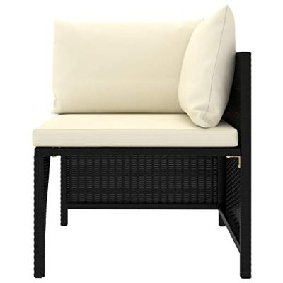 Hoekbank sectioneel met kussens poly rattan zwart - thumbnail
