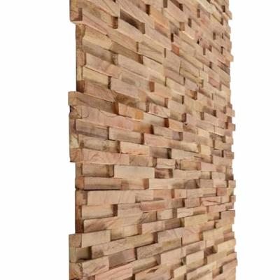 Wandpanelen 10 st 3D 1,08 m massief teakhout