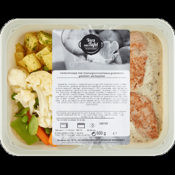 Vers Aan Tafel Varkenshaasje met Champignonroomsaus Groentemix Gebakken Aardappelen 500 g bij Jumbo Vers Aan Tafel Varkenshaasje met Champignonroomsaus Groentemix Gebakken Aardappelen 500 g bij Jumbo