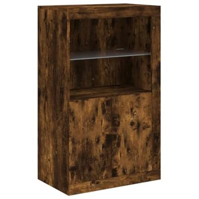 Dressoir met LED-verlichting 162x37x100 cm gerookt eikenkleurig