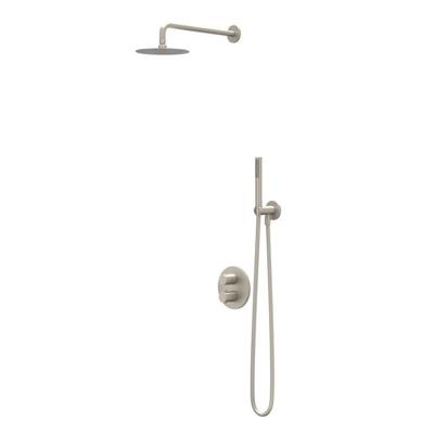 IVY Bond Regendoucheset - inbouw - 2-weg stop-omstel - 30cm plafondbuis - 25cm medium hoofddouche rond - houder met uitlaat - 150cm doucheslang - 3-standen handdouche - Geborsteld nickel PVD CSB2GNBECA