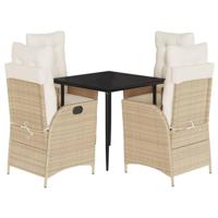 5-delige Tuinset met kussens poly rattan beige - thumbnail