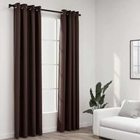 VidaXL Gordijnen linnen-look verduisterend ogen 2 st 140x225 cm taupe - thumbnail