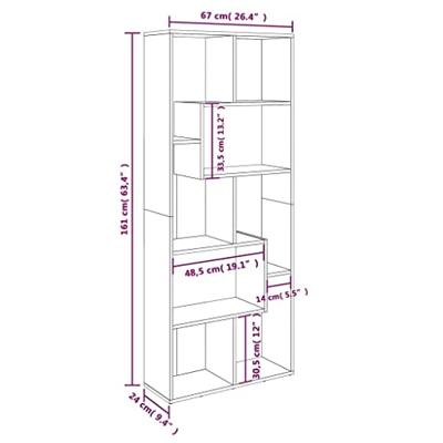 Boekenkast 67x24x161 cm bewerkt hout grijs sonoma eikenkleurig