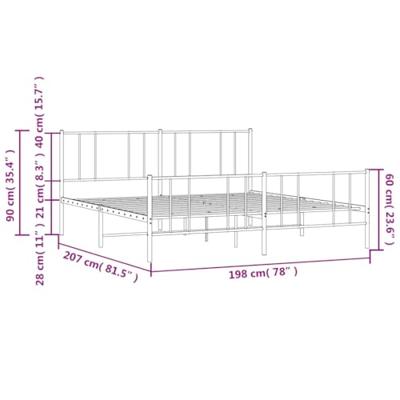 Bedframe met hoofd- en voeteneinde metaal wit 193x203 cm
