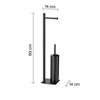 Vrijstaand Closetrol- en Borstelhouder Sapho Trilly Mat Zwart - thumbnail