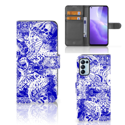 Telefoonhoesje met Naam OPPO Find X3 Lite Angel Skull Blauw Telefoonhoesje met Naam OPPO Find X3 Lite Angel Skull Blauw