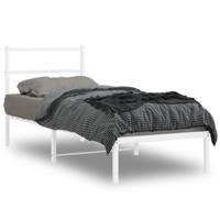 Bedframe met hoofdbord metaal wit 100x200 cm - thumbnail