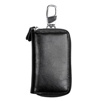 9101 multifunctionele taille opknoping olie Wax lederen rits portemonnee sleutels houder zak (zwart)
