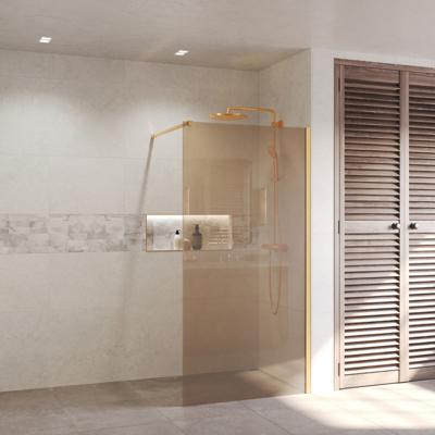 BWS Inloopdouche Pro Line Brons Glas 200 cm 8mm Nano Coating Goud Profiel en Stang (Alle Maten)