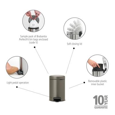 Brabantia pedaalemmer Newlcon 3 liter platinum - thumbnail