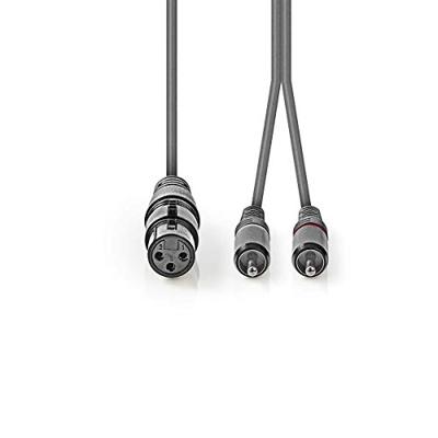XLR-Audiokabel | XLR 3-pins female - 2x RCA male | 1,5 m | Grijs XLR-Audiokabel | XLR 3-pins female - 2x RCA male | 1,5 m | Grijs