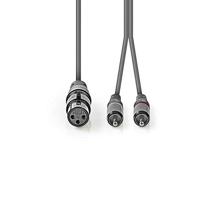 XLR-Audiokabel | XLR 3-pins female - 2x RCA male | 1,5 m | Grijs - thumbnail