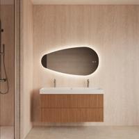 Spiegel Gliss Design Thalia Organisch 120 x 61 cm Incl. Spiegelverwarming en Indirect LED-verlichting Rondom - thumbnail