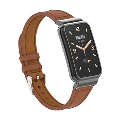 Classic leren bandje met case - Bruin - Xiaomi Smart band 7 Pro