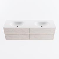 MONDIAZ VICA 160cm badmeubel onderkast Underlayment 4 lades. Wastafel MOON dubbel 2 kraangaten, kleur Talc. - thumbnail