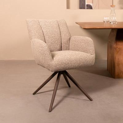 LABEL51 Eetkamerstoel Padua - Mushroom - Royal Boucle - Brons Metalen Frame