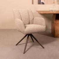 LABEL51 Eetkamerstoel Padua - Mushroom - Royal Boucle - Brons Metalen Frame - thumbnail